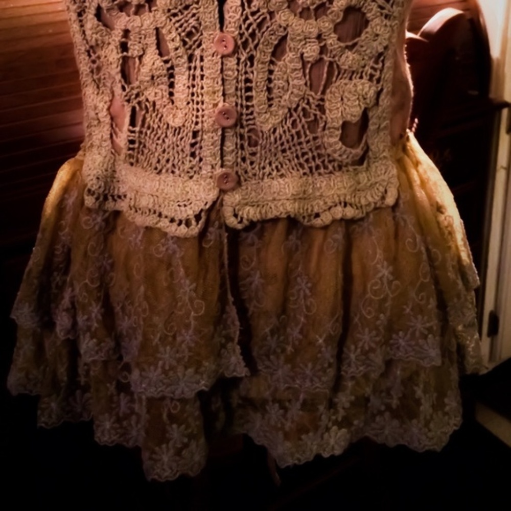 Boutique Crochet & Lace Peasant Top